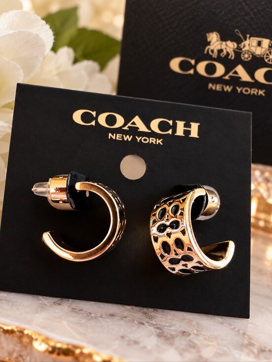 Coach Jewelry - Coach Openwork Huggie/Wide Hoop Earring